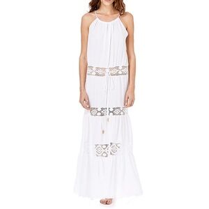 NEW Mijo by Michelle Jonas Gauze Crochet Halter Dress White